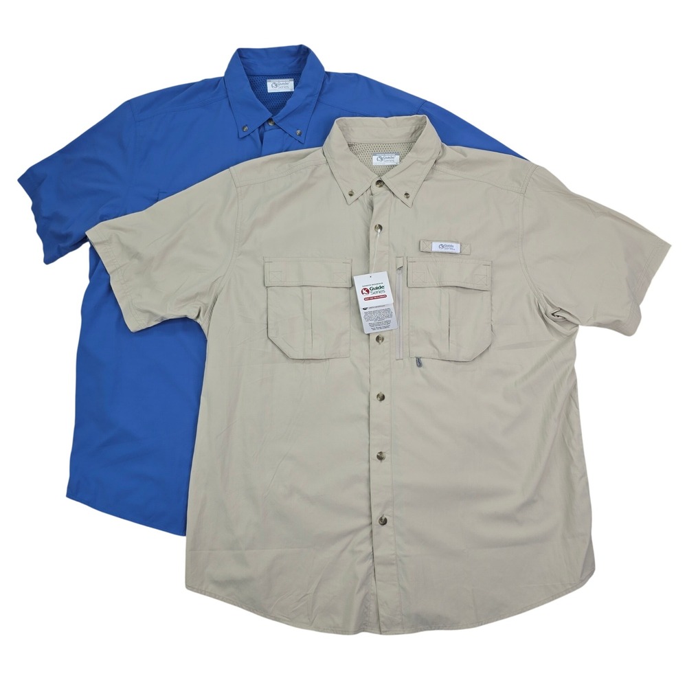 Gander Mountain Guide Series Trophy Fishing Shirt XL Blue Gray Quick Dry UPF 50+